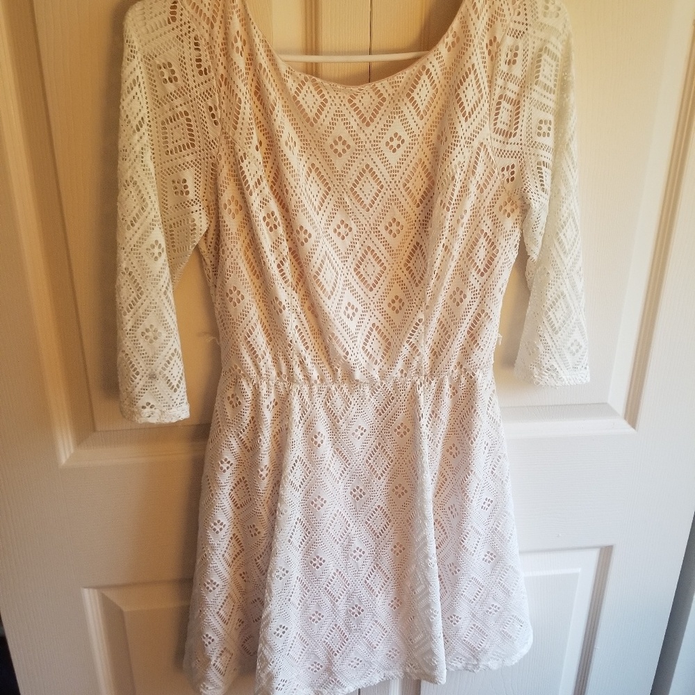 Lily Rose 3/4 sleeve lace overlay dress